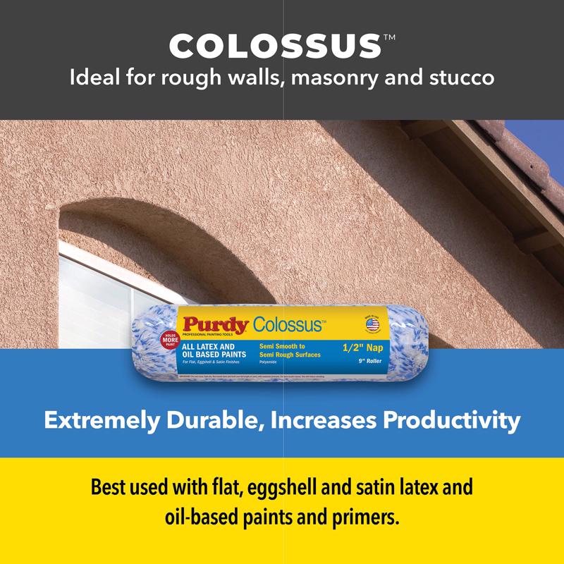 Purdy Colossus Polyamide Fabric 9 in. W X 1/2 in. Regular Paint Roller Cover 3 pk