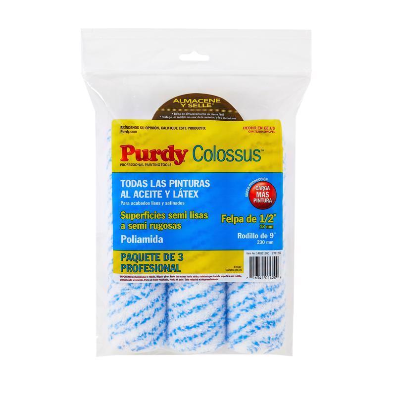Purdy Colossus Polyamide Fabric 9 in. W X 1/2 in. Regular Paint Roller Cover 3 pk