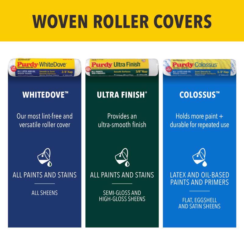 Purdy Colossus Polyamide Fabric 9 in. W X 1/2 in. Regular Paint Roller Cover 3 pk