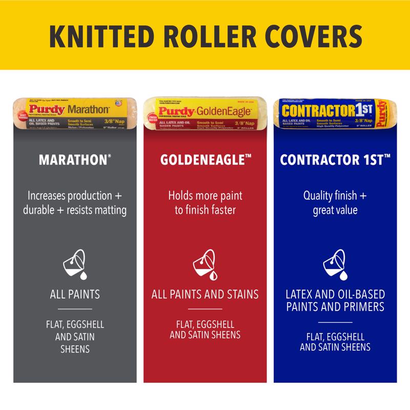 Purdy Marathon Nylon/Polyester 4.5 in. W X 3/8 in. Jumbo Mini Paint Roller Cover 2 pk