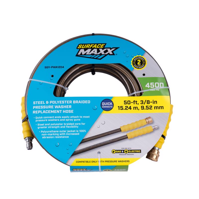 SurfaceMaxx 3/8 in. D X 50 ft. L Pressure Washer Hose 4500 psi