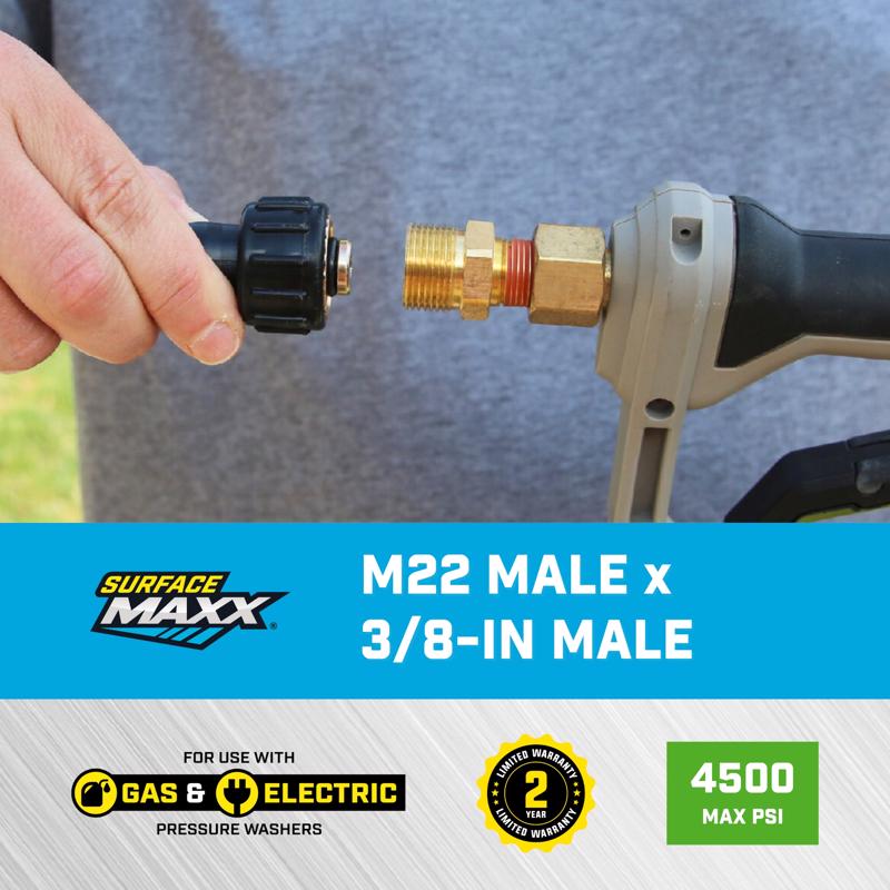 SurfaceMaxx M22 Male x 3/8-in Male NPT Screw Nipple 4500 psi