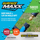 SurfaceMaxx M22 Male x 1/4-in Male NPT Screw Nipple 5800 psi