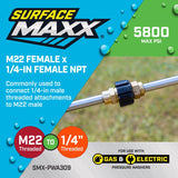 SurfaceMaxx M22 Female x 1/4-in Female NPT Screw Coupling 5800 psi