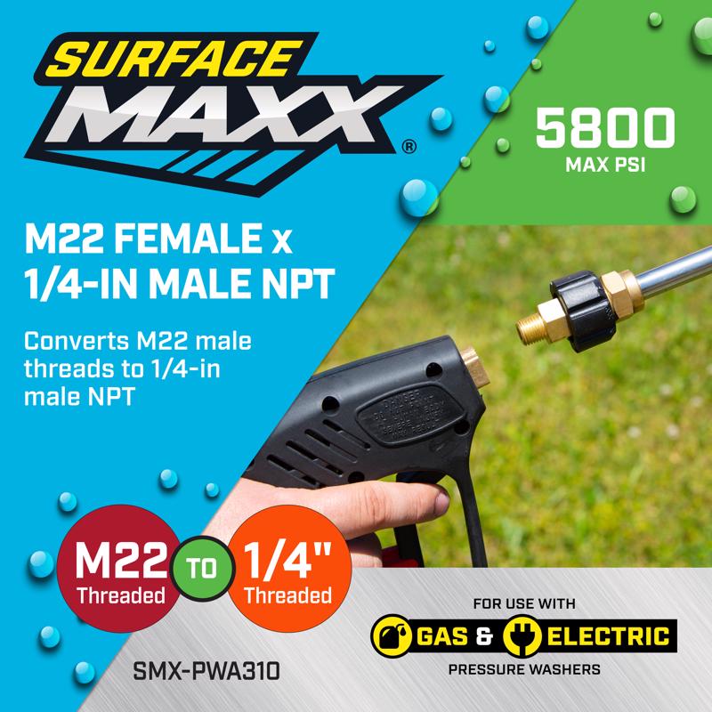 SurfaceMaxx M22 Female x 1/4-in Male NPT Screw Nipple 5800 psi