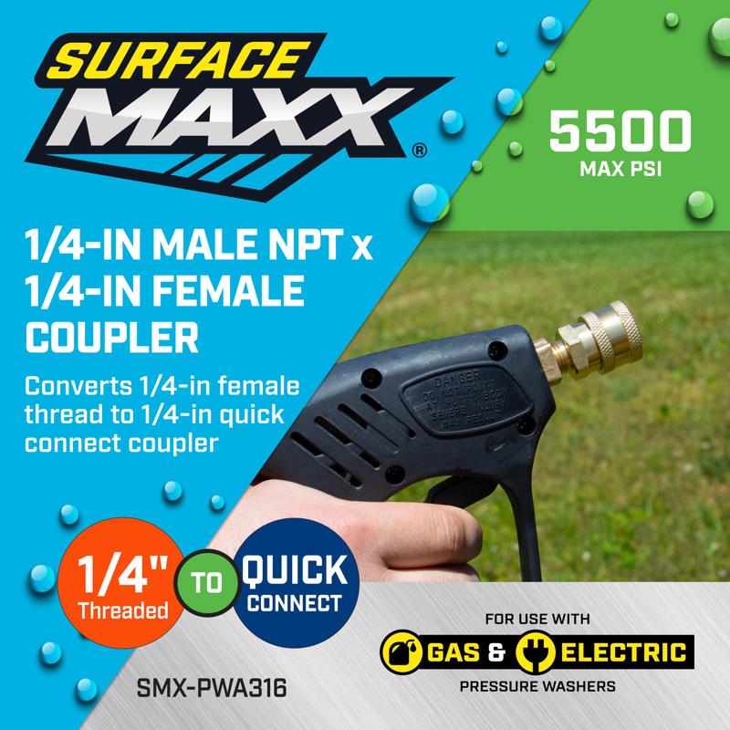 SurfaceMaxx 1/4-in Male NPT x 1/4-in Female Quick Connect Coupler 5500 psi
