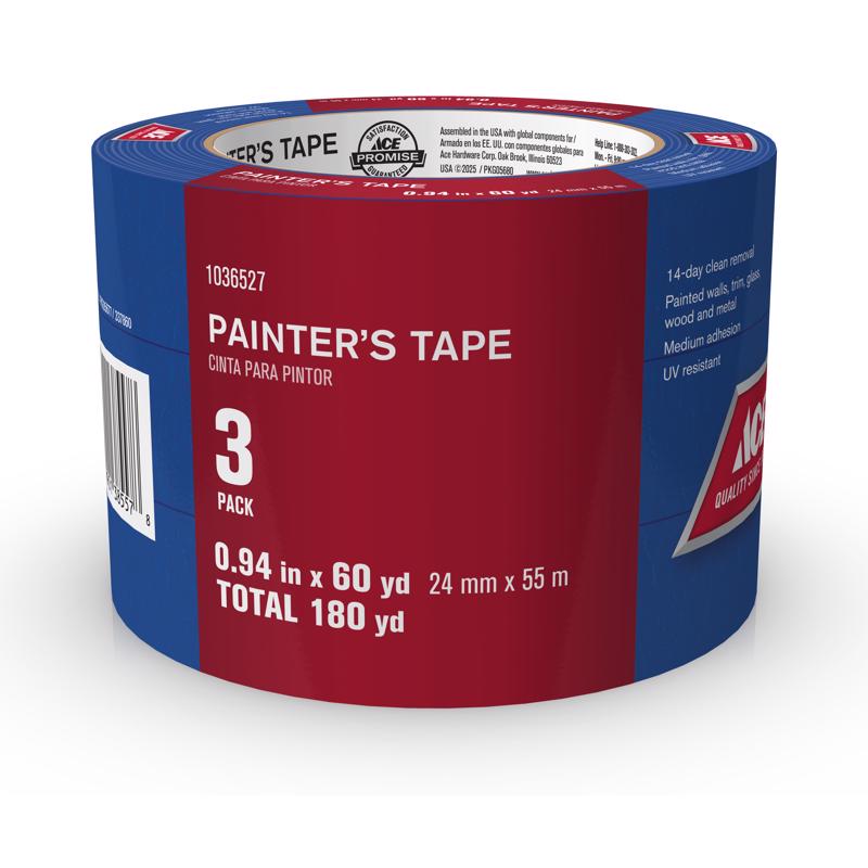 ACE .94 in. W X 60 yd L Blue Medium Strength Painter's Tape 3 pk
