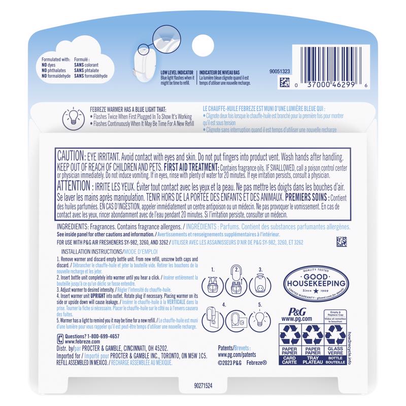 Febreze Plug Linen and Sky Scent Air Freshener Oil Refill 1.75 oz Liquid 2 pk