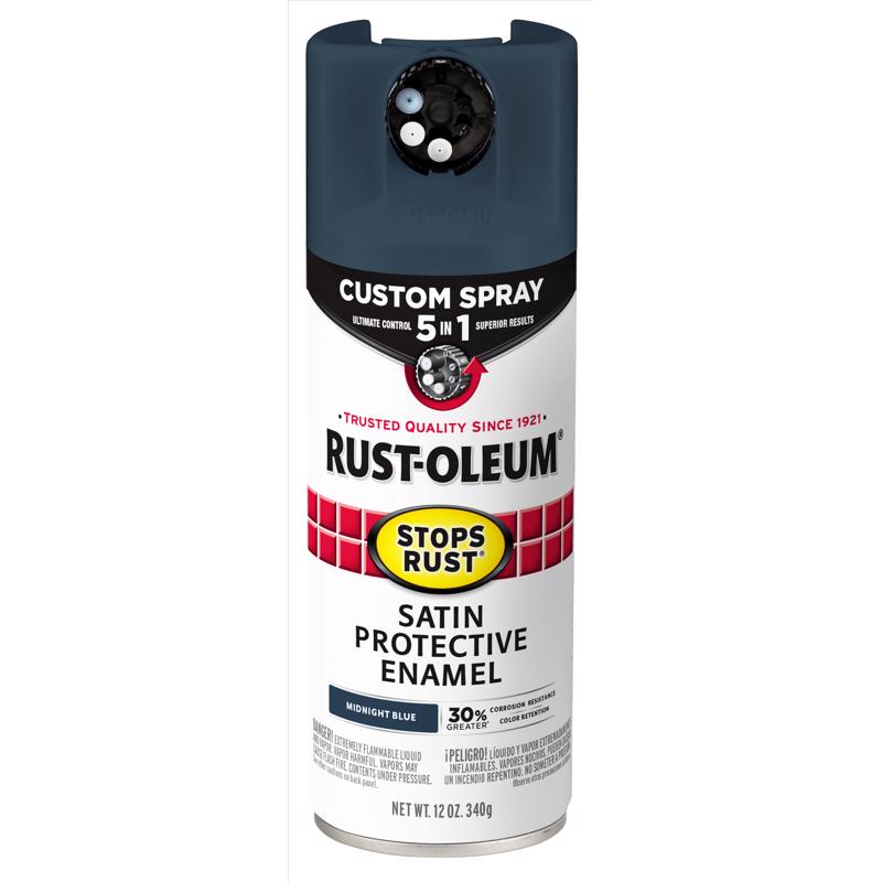 Rust-Oleum Stops Rust Satin Midnight Blue Protective Enamel Spray Paint 12 oz