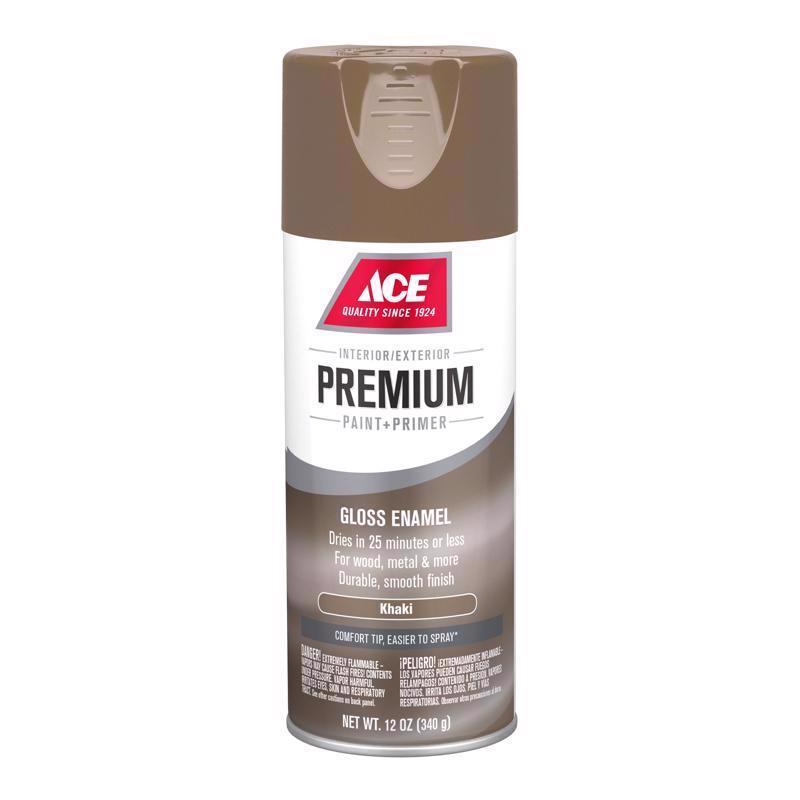 Ace Premium Gloss Khaki Paint + Primer Enamel Spray 12 oz