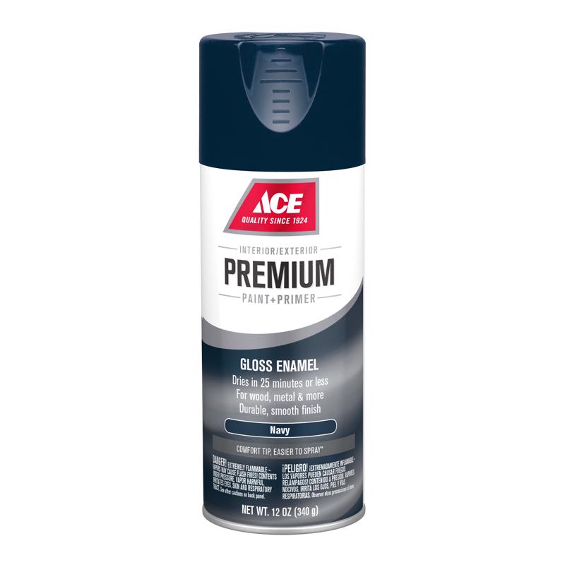 Ace Premium Gloss Navy Paint + Primer Enamel Spray 12 oz