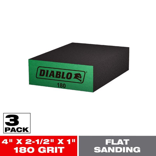 Diablo 4 in. L X 2-1/2 in. W X 1 in. 180 Grit Ultra Fine Flat Surface Sanding Sponge