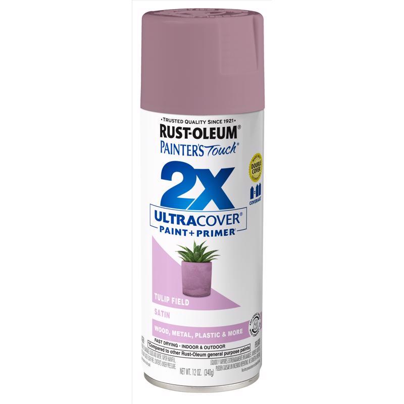 Rust-Oleum Painter's Touch 2X Ultra Cover Satin Tulip Field Paint+Primer Spray Paint 12 oz