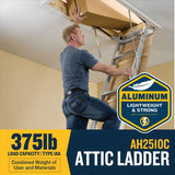 Werner 8 To 10 ft. Ceiling 25 in. x 54 in. Aluminum Attic Ladder Type IAA 375 lb. capacity