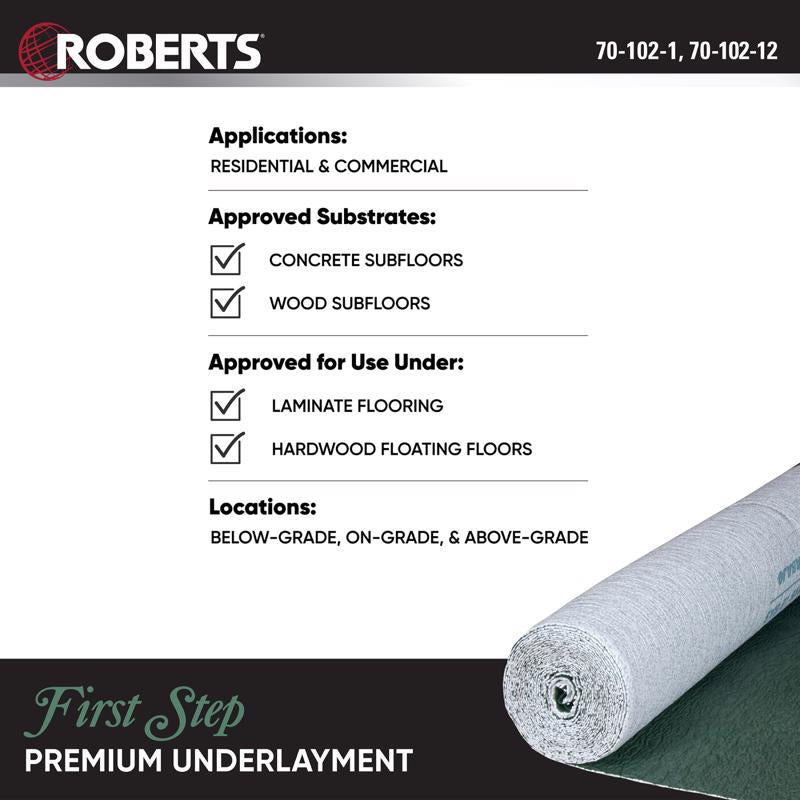 Roberts First Step 3-in-1 Underlayment Roll 2 mil X 40 in. W X 30 ft. L Plastic Green 1 pk