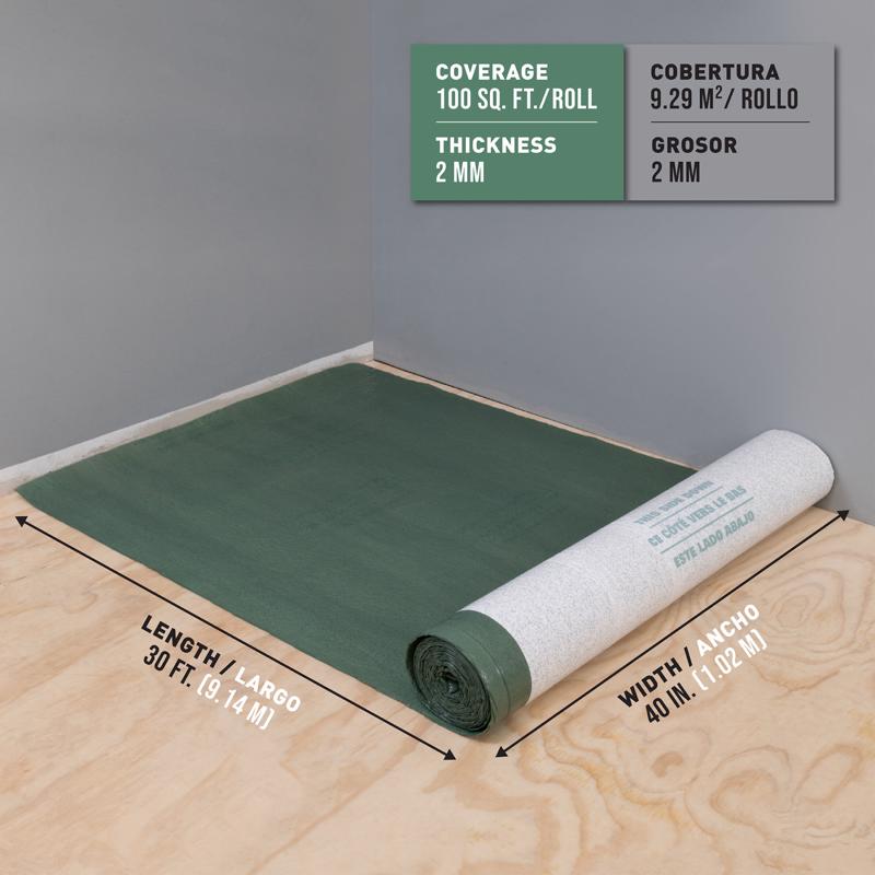 Roberts First Step 3-in-1 Underlayment Roll 2 mil X 40 in. W X 30 ft. L Plastic Green 1 pk