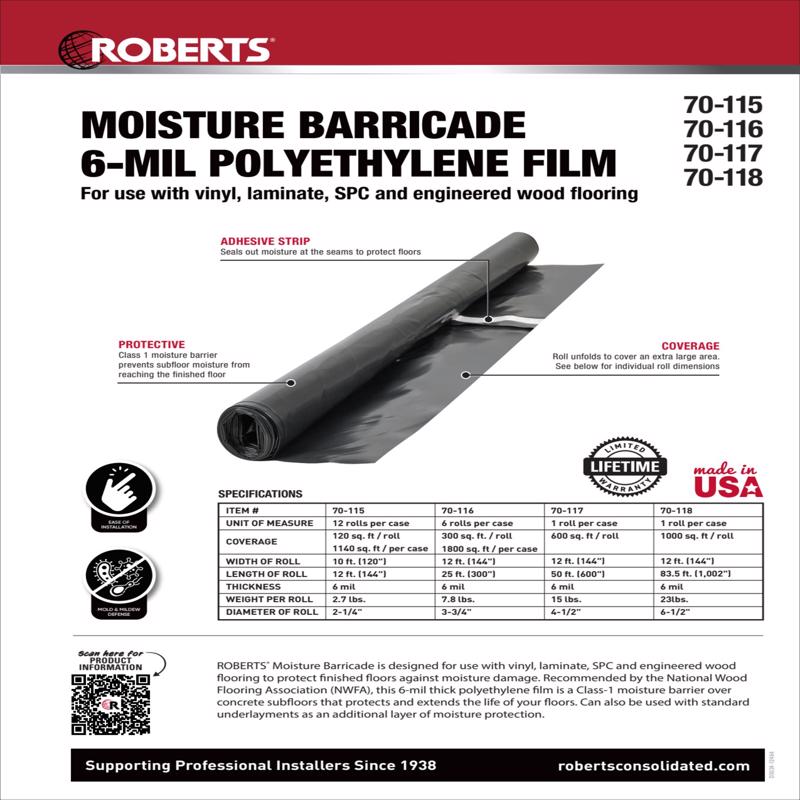 Roberts First Step Moisture Barricade Film 6 mil X 10 ft. W X 12 ft. L Polyethylene Black 1 pk