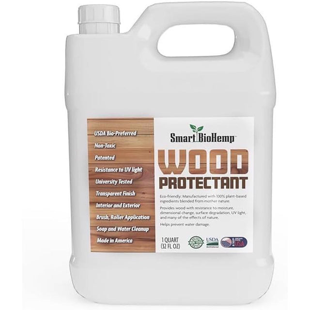 Smart BioHemp Flat Clear Fully-Transparent Water-Based Wood Protector 32 oz