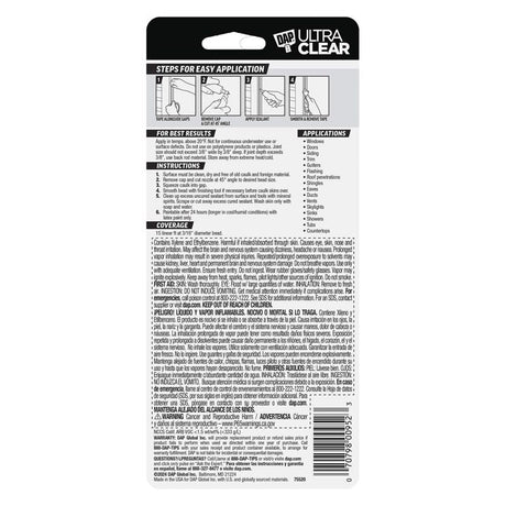 DAP Ultra Clear Silicone All Purpose Waterproof Sealant 2.8 fl. oz.