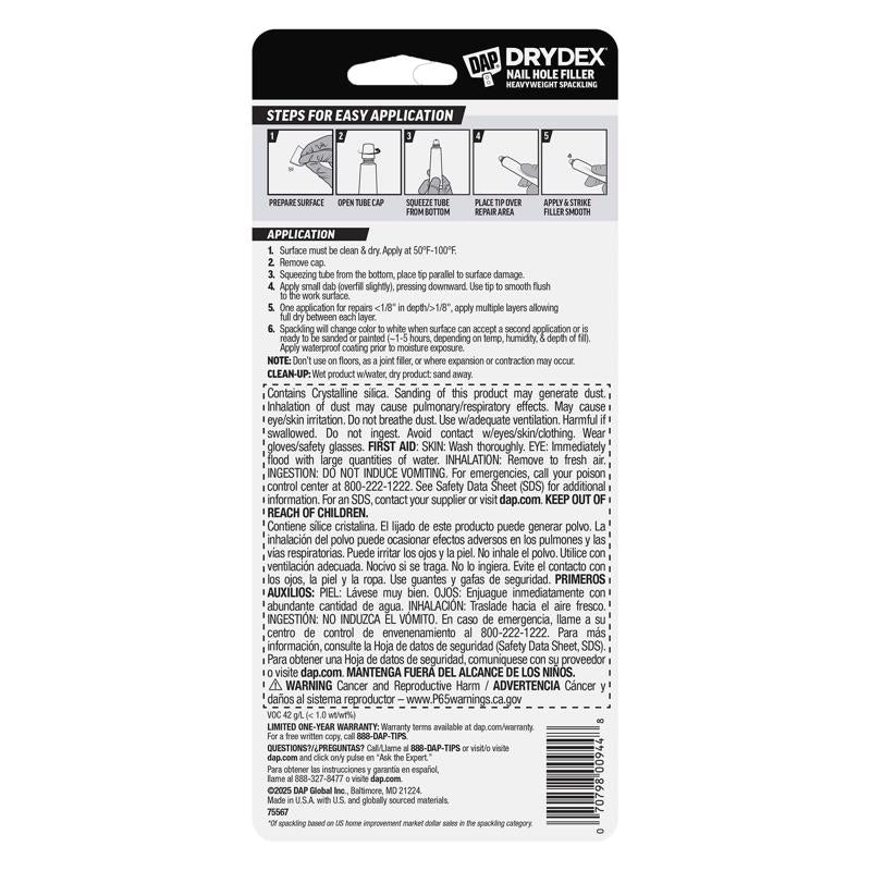 DAP DryDex Ready to Use Pink/White Nail Hole Filler 1 fl. oz.