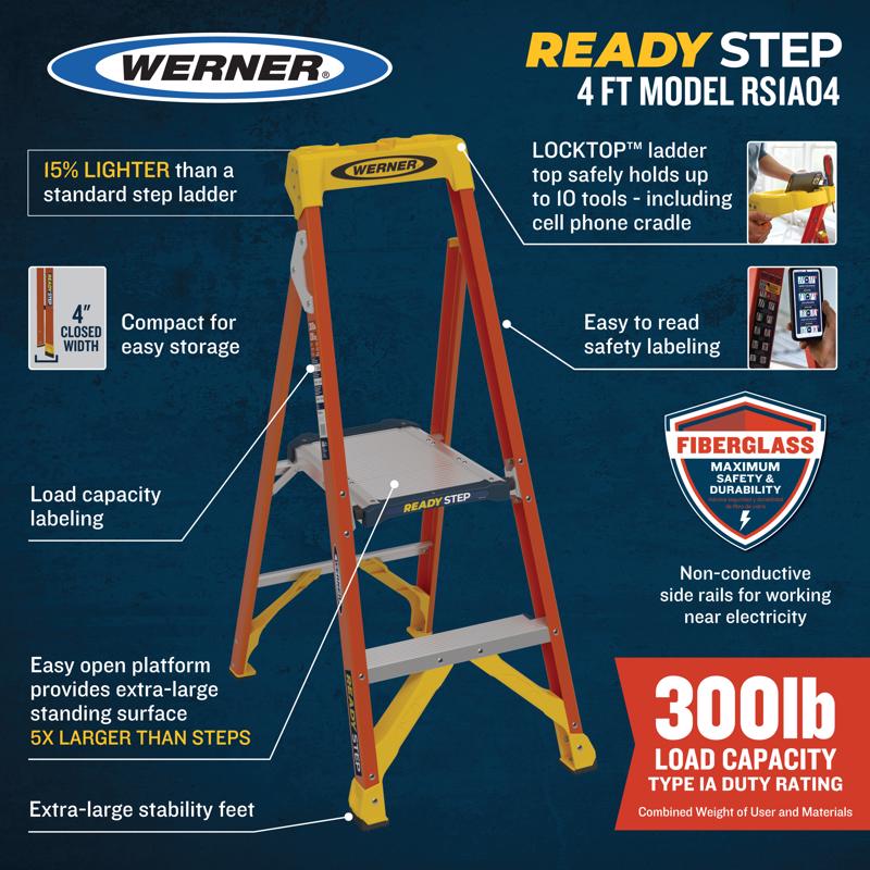 Werner 4 ft. H Fiberglass Platform Ladder Type IA 300 lb. capacity