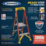 Werner 4 ft. H Fiberglass Platform Ladder Type IA 300 lb. capacity
