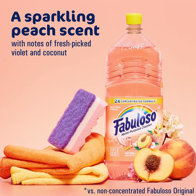 Fabuloso Peach Scent Concentrated All Purpose Cleaner Liquid 33.8 oz