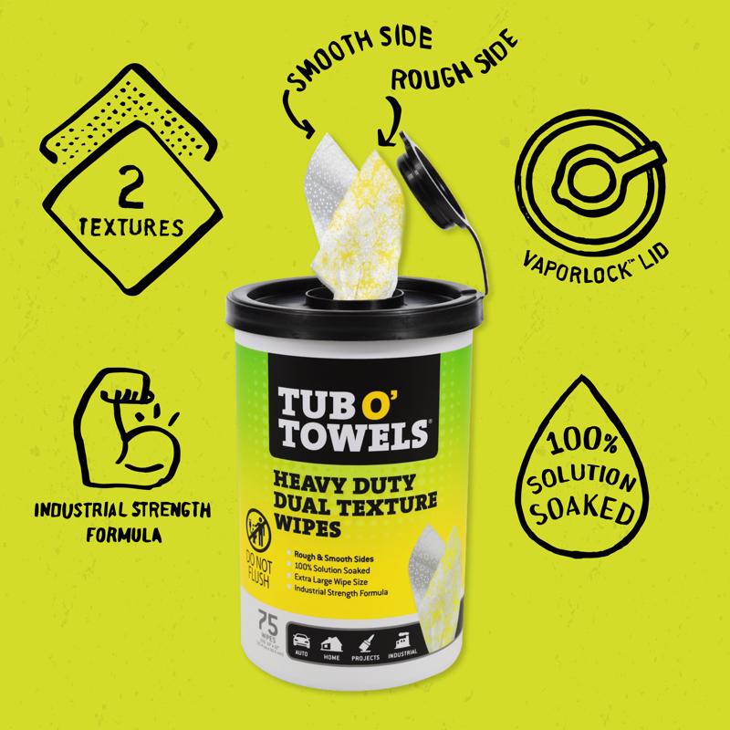Tub O' Towels Cleaning Wipes 10 in. W X 12 in. L 1 pk