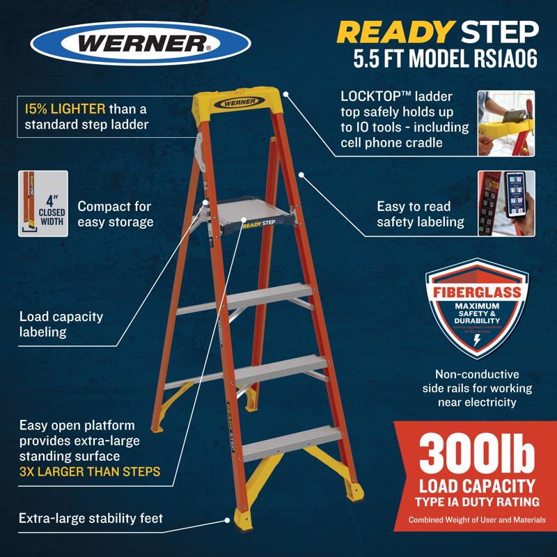 Werner 5.5 ft. H Fiberglass Platform Ladder Type IA 300 lb. capacity