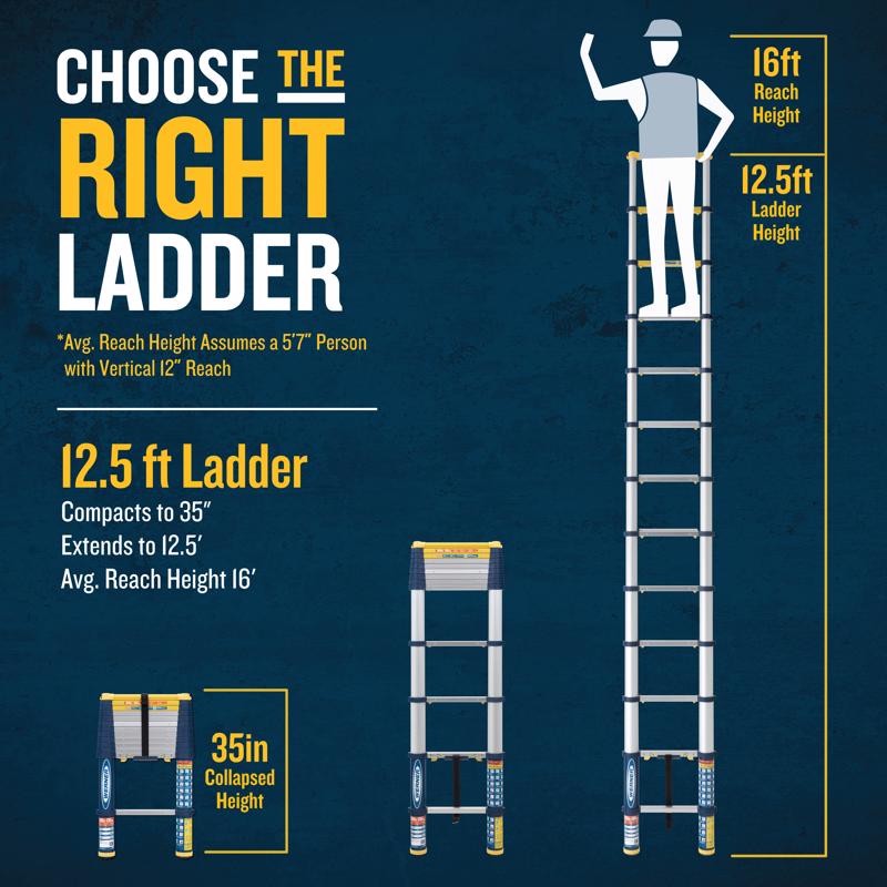 Werner 12.5 ft. H Aluminum Telescoping Multi-Position Ladder Type IA 300 lb. capacity