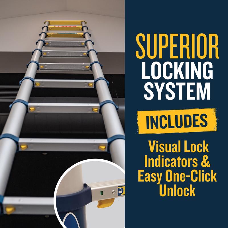 Werner 12.5 ft. H Aluminum Telescoping Multi-Position Ladder Type IA 300 lb. capacity