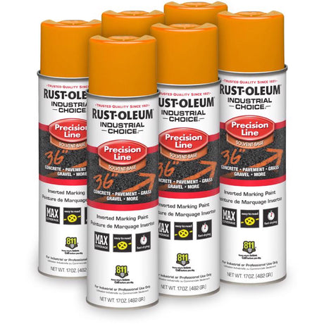 Rust-Oleum Industrial Choice - Contractor Pack (6 pk) Fluorescent Orange Inverted Marking Paint 17 o