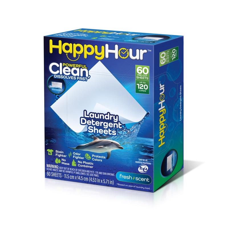 Happy Hour Fresh Scent Laundry Detergent Sheets 60 Sheet Capacity 1 pk