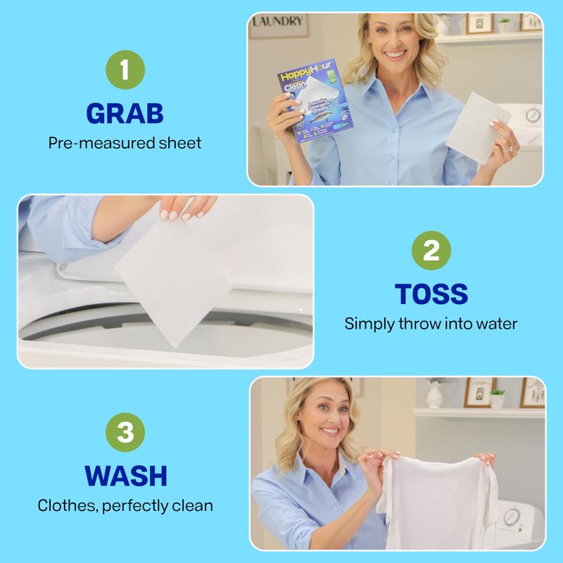 Happy Hour Fresh Scent Laundry Detergent Sheets 60 Sheet Capacity 1 pk