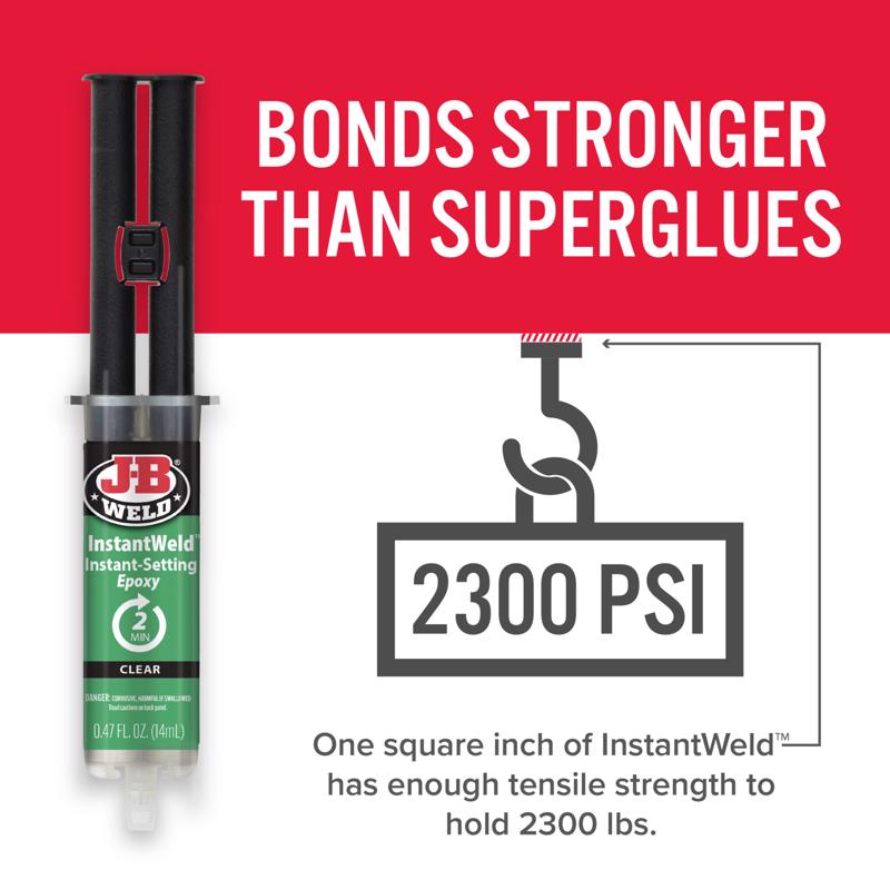 J-B Weld InstantWeld High Strength Clear Epoxy Syringe 0.47 oz