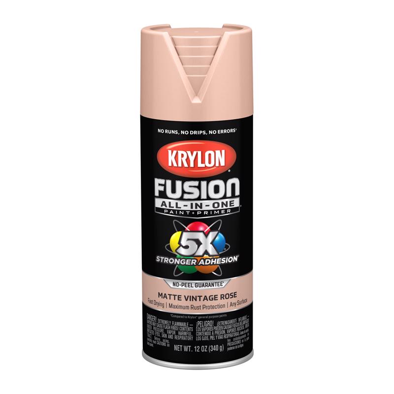 Krylon Fusion All-in-One Flat/Matte Vintage Rose Paint +Primer 12 oz