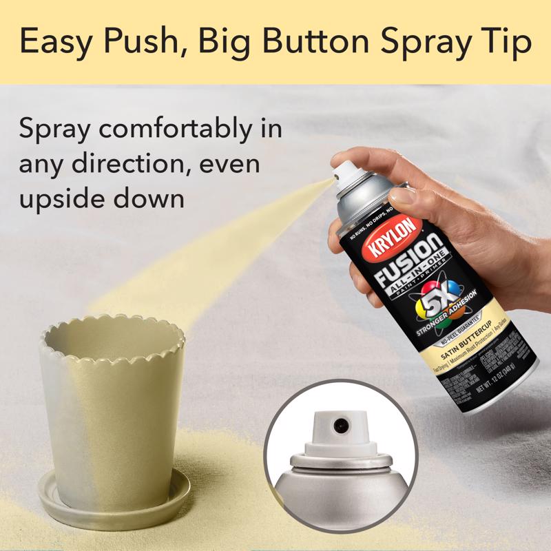 Krylon Fusion All-in-One Satin Buttercup Paint +Primer 12 oz