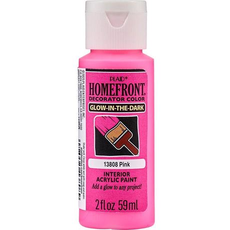 Homefront Glow-In-The-Dark Pink Craft Paint Exterior and Interior 2 oz