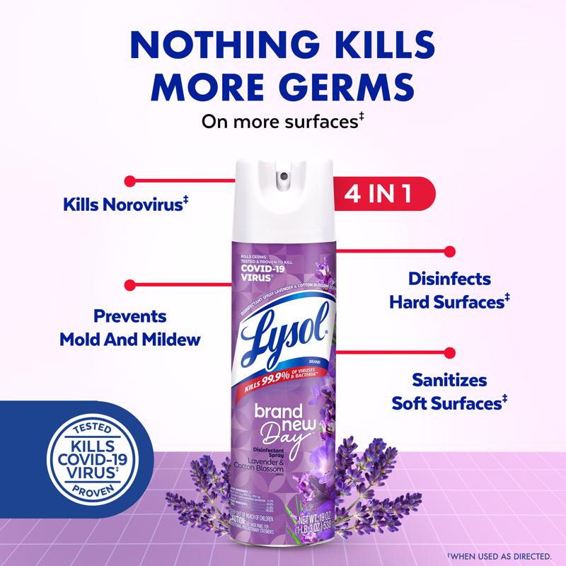 Lysol Brand New Day Lavender and Cotton Blossom Scent Disinfectant 12.5 oz