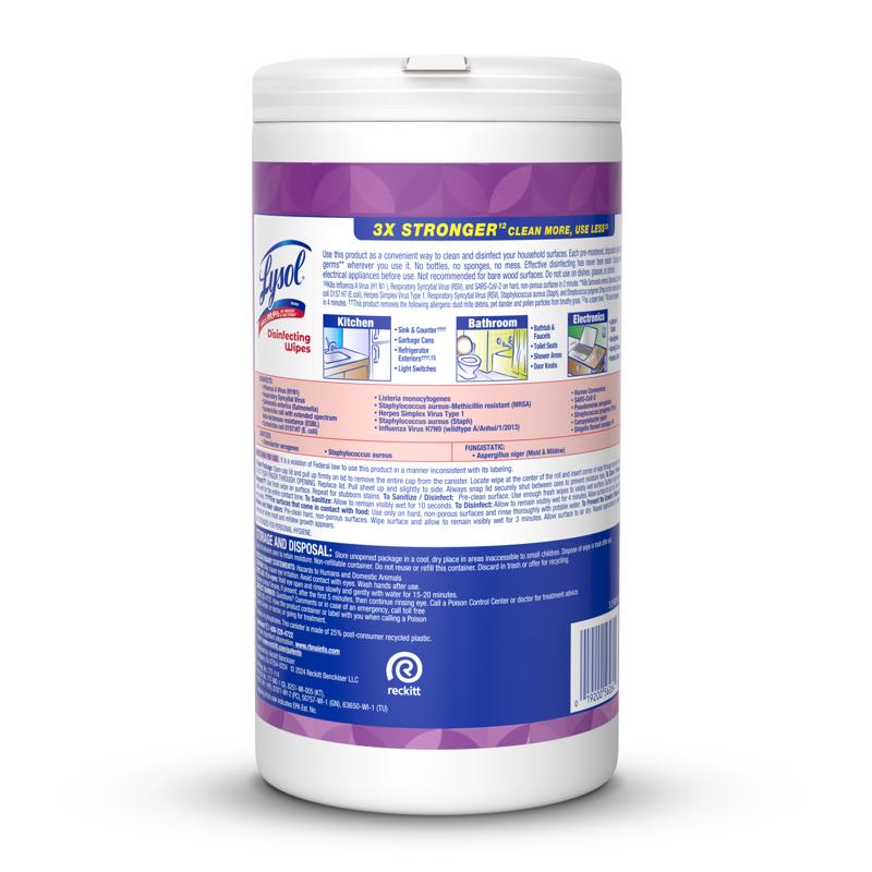 Lysol Lavender and Cotton Blossom Scent Disinfecting Wipes 16.7 oz.
