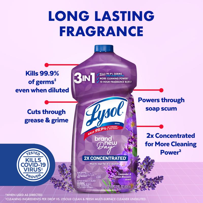 Lysol Brand New Day Lavender and Cotton Blossom Scent Concentrated Multi-Surface Cleaner Liquid 28 o