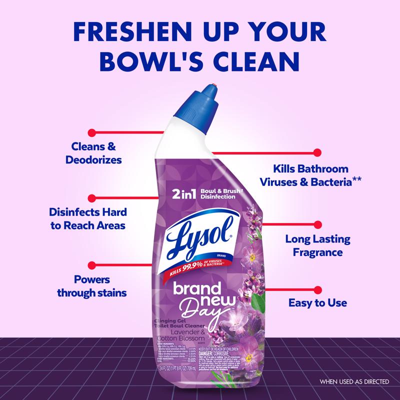 Lysol Brand New Day Lavender and Cotton Blossom Scent Toilet Bowl Cleaner 24 oz Gel