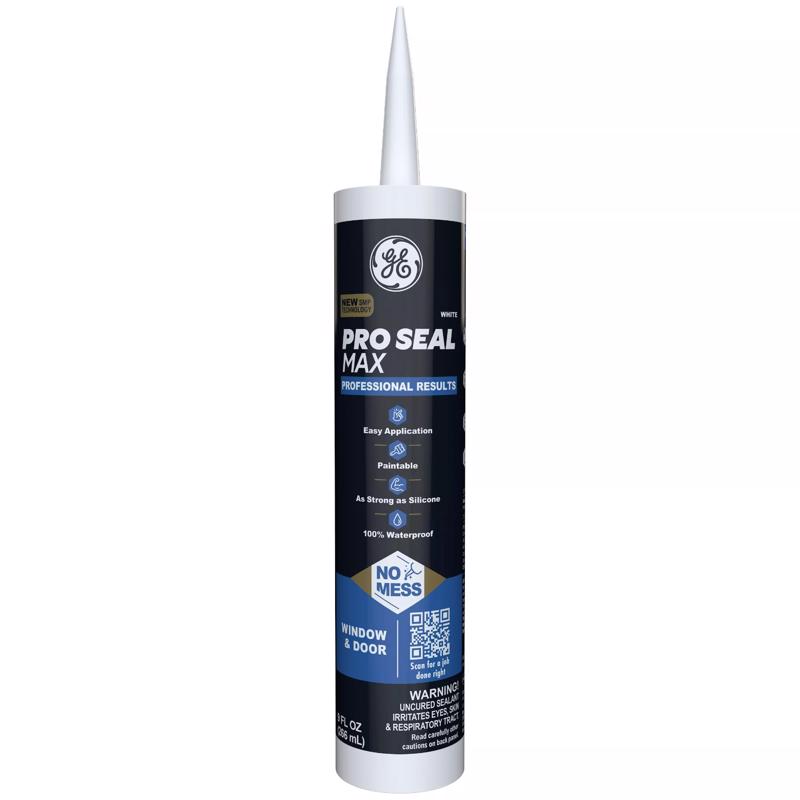 GE Pro Max White Silicone 1 Window and Door Caulk Sealant 9 fl. oz.