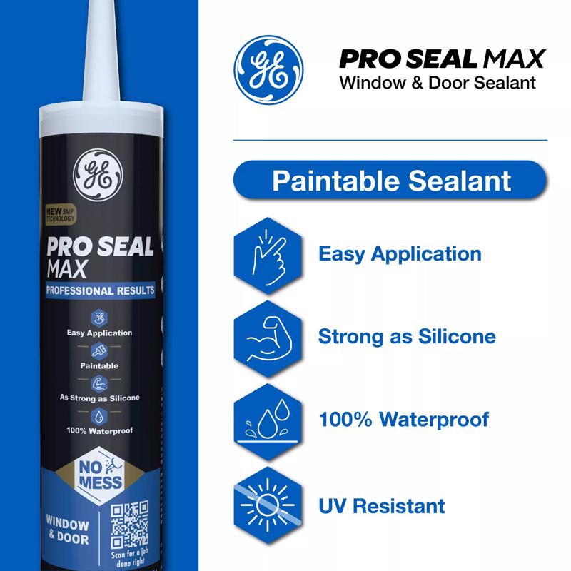 GE Pro Max Crystal Clear Silicone 1 Window and Door Caulk Sealant 9 fl. oz.