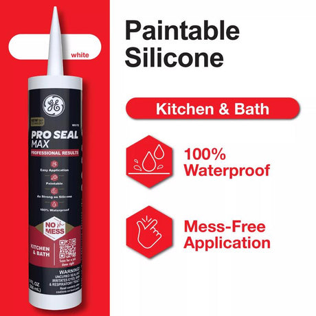 GE Pro Max White Silicone 1 Kitchen and Bath Caulk Sealant 9 fl. oz.