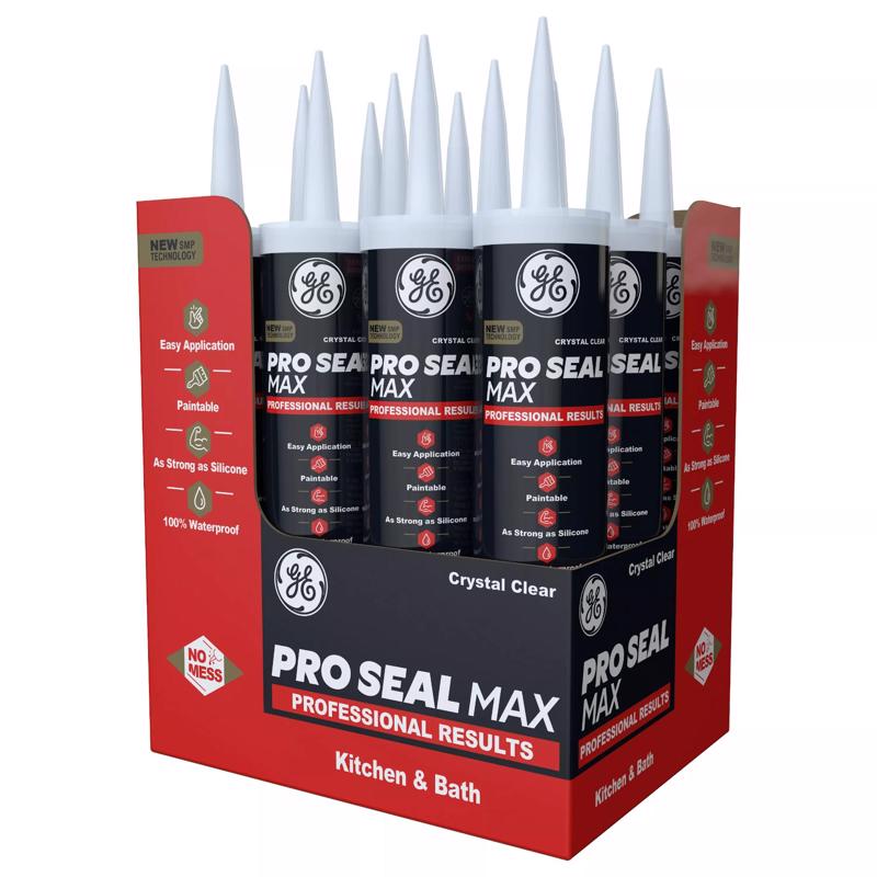 GE Pro Seal Max Crystal Clear Silicone 1 Kitchen and Bath Caulk Sealant 9 fl. oz.