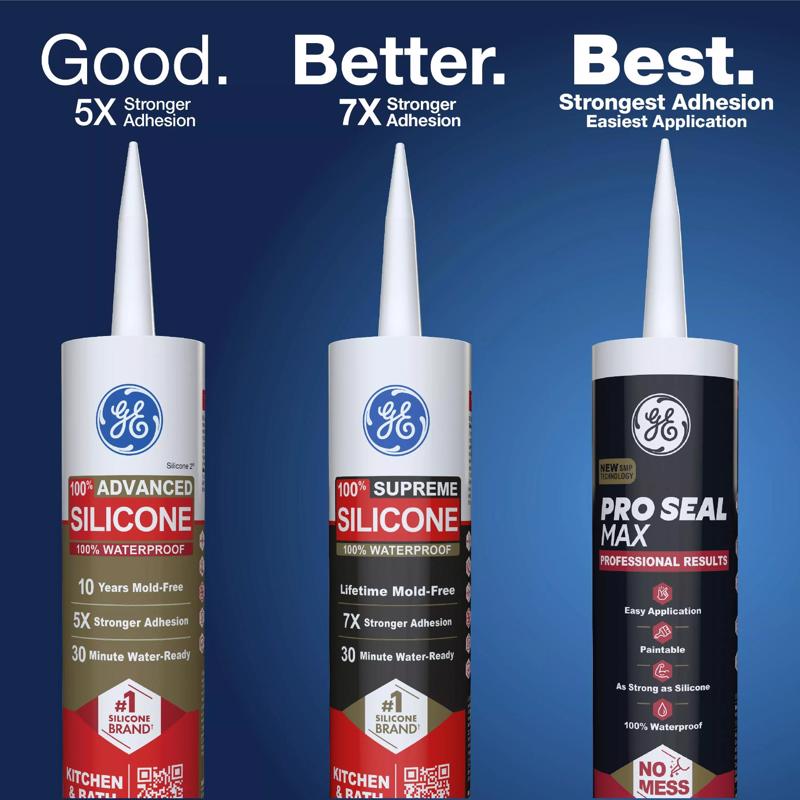 GE Pro Seal Max Crystal Clear Silicone 1 Kitchen and Bath Caulk Sealant 9 fl. oz.