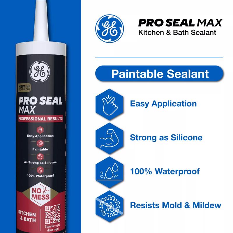 GE Pro Seal Max Crystal Clear Silicone 1 Kitchen and Bath Caulk Sealant 9 fl. oz.