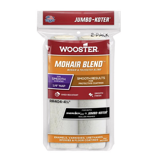 Wooster Mohair Blend 4.5 in. W X 1/4 in. Jumbo Mini Paint Roller Cover 2 pk