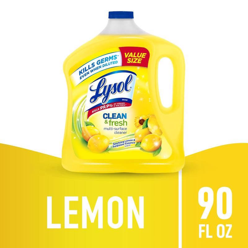 Lysol Sparkling Lemon & Sunflower Essence Scent Concentrated Multi-Purpose Cleaner Liquid 90 oz
